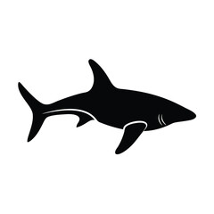 Side view silhouette of a hammerhead shark,