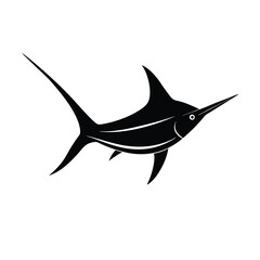 Realistic silhouette of a swordfish with a long, pointed 