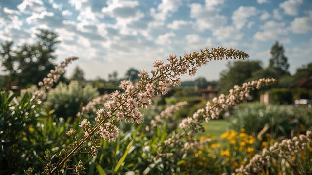 Orpine blooms flourishing within a scenic garden