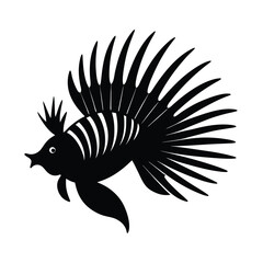 Silhouette of an elegant lionfish with long flowing spines