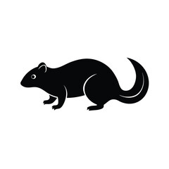 Silhouette of a Black silhouette of a lemming with rounded form and short tail,