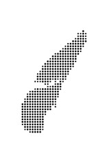 Symbol Map of the Island Jura (United Kingdom) showing the island with just a few black dots