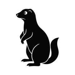 Silhouette of a silhouette of a prairie dog standing upright