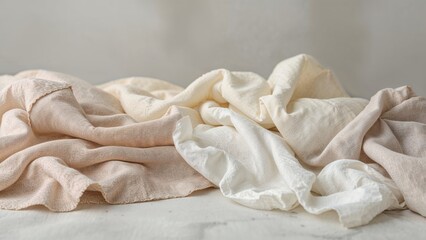 Obraz premium Close-up of soft pastel linen fabric swatches