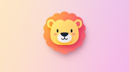 Cute cartoon lion head graphic design, background gradient colors