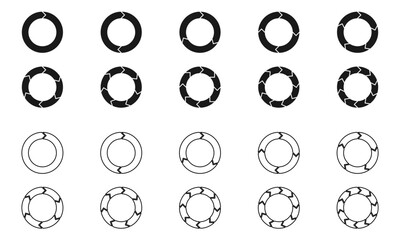 circular arrow from 1 to 10 equal parts. vector illustration isolated on white background.