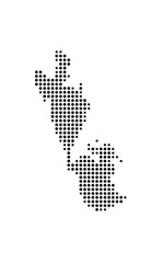 Symbol Map of the Island Ithaki (Greece) showing the island with just a few black dots