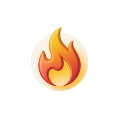 Stylized fiery flame icon representing heat and energy isolated on transparent background