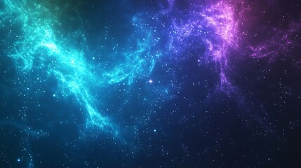Naklejka premium Cosmic Nebula Background with Stars and Colorful Clouds, Space Dust Wallpaper for Science Projects