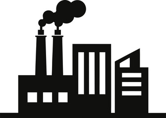 Industrial Factory with Smoke Stacks Silhouette