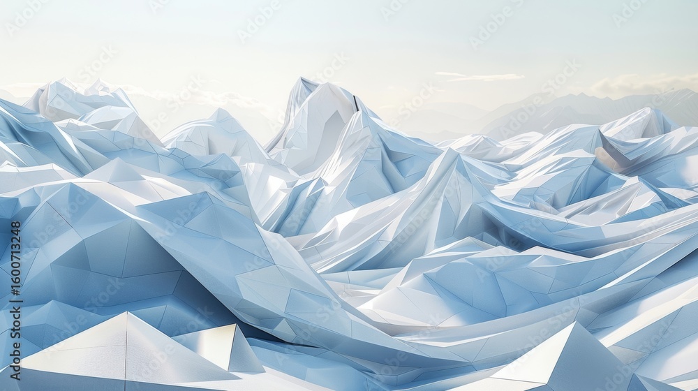 Aufkleber soft curved triangles create a sense of movement and fluidity in this geometric tundra scene.