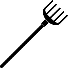 Leaf Rake Gardening Tool Black Silhouette