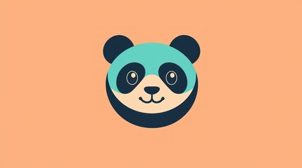 Cute Panda Head Illustration on Pastel Background. Possible use Children's book cover, website graphic