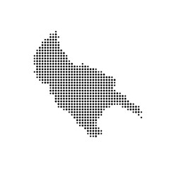 Symbol Map of the Island Zakynthos (Greece) showing the island with just a few black dots