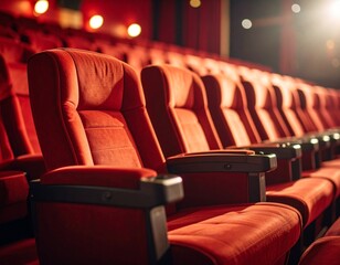 Empty Movie Theater Seating — Spotlight on Comfort, Design, and the Anticipation of the Big Screen Experience