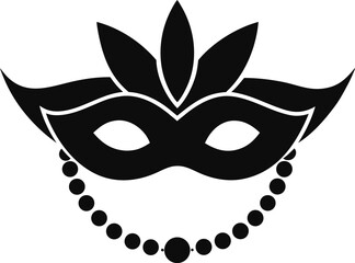 Carnival Mask and Beads Silhouette Vector