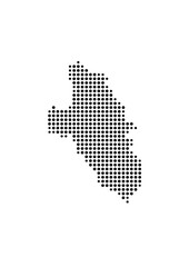 Symbol Map of the Island Il Giglio (Italy) showing the island with just a few black dots