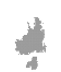 Symbol Map of the Island La Maddalena (Italy) showing the island with just a few black dots