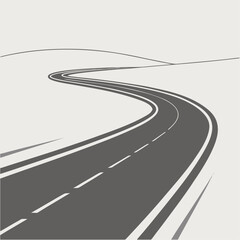 A lone car speeds down a winding asphalt highway, a blur of motion illustrating the journey and the open road