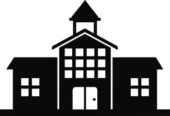 School Building Silhouette Vector Graphic