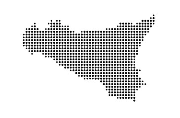 Symbol Map of the Island Sicilia (Italy) showing the island with just a few black dots