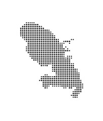 Symbol Map of the Island martinique (Martinique) showing the island with just a few black dots