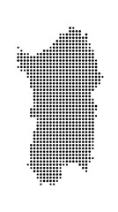 Symbol Map of the Island Sardegna (Italy) showing the island with just a few black dots