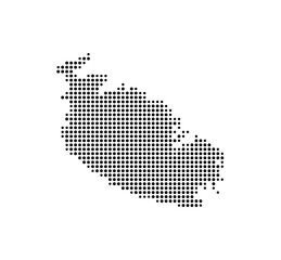 Symbol Map of the Island Malta (Malta) showing the island with just a few black dots