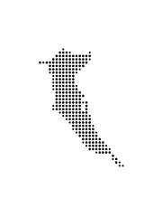 Symbol Map of the Island Uznam (Poland) showing the island with just a few black dots