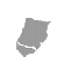 Symbol Map of the Island Pucka (Poland) showing the island with just a few black dots