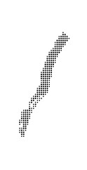 Symbol Map of the Island Wielkie Bagno Kurowskie (Poland) showing the island with just a few black dots