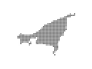 Symbol Map of the Island Wolin (Poland) showing the island with just a few black dots