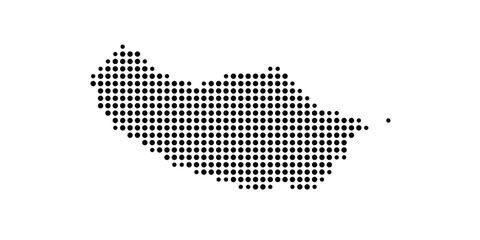Symbol Map of the Island Ilha da Madeira (Portugal) showing the island with just a few black dots