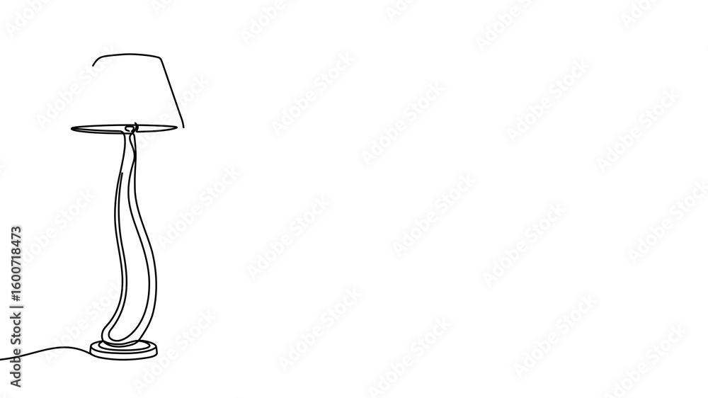 Poster animation of a single line drawing of a lamp. continuous contour movement of a lamp. continuous vide