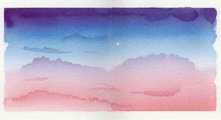 Watercolor wash sky with blue purple and pink hues blending softly creating a serene dreamy effect