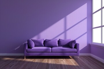 stylist and royal White minimalist living room interior with sofa on a wooden floor, decor on a large wall