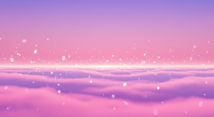 Pink ethereal scene of clouds  floating objects Gradient sky above