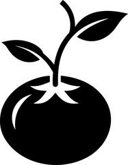 Tomato Plant on Vine Icon Black and White