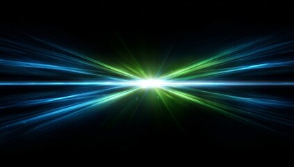 Teal And Green Lens Flare Crossing A Black Background