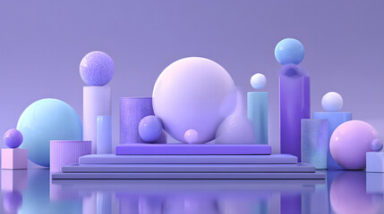 3d rendering of purple and blue abstract geometric background. Scene for advertising, technology, showcase, banner, game, sport, cosmetic, business, metaverse. Sci-Fi Illustration. Product display