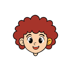 Fototapeta premium Happy cartoon boy with curly red hair isolated on transparent background