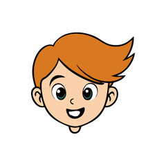 Happy cartoon boy face isolated on transparent background