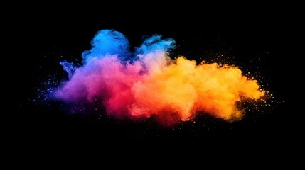 Multicolored powder explosion dynamic abstract art vibrant color cloud