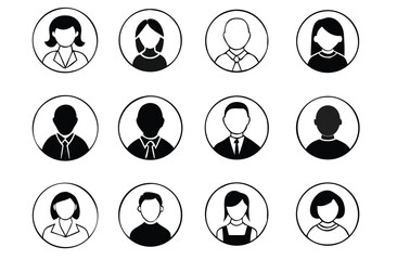 User or Avatar Icon Set Vector Design,User Profile Icon Set Vector Design on White Background.