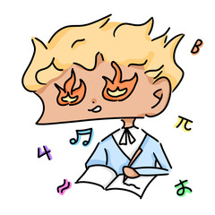 the cartoon boy study hard