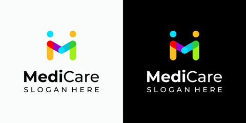 Vector logo design of two people shaking hands in modern, simple, clean and abstract style. Icon for business, health care, coaching and personal branding.