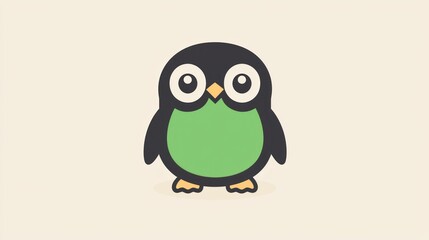 Naklejka premium Cute cartoon penguin illustration against plain background, ideal for children's books or digital media