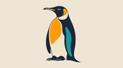 Fototapeta premium Abstract Penguin Silhouette, Minimalist Style, Nature Illustration, Print Design