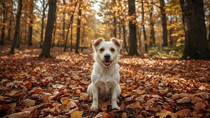 Canine adventure in a spellbinding forest during the fall season
