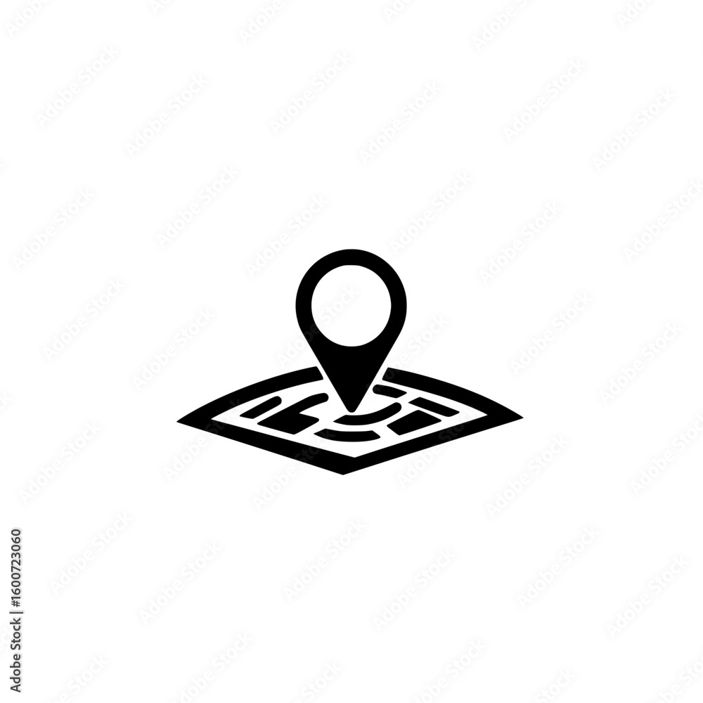 Poster location pin icon with map symbol representing navigation and geographic position on vector design